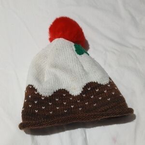 Festive Kids Beanie with Red Pom-Pom